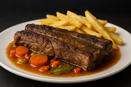 35. Churrasco de ternera en salsa en olla rápida.