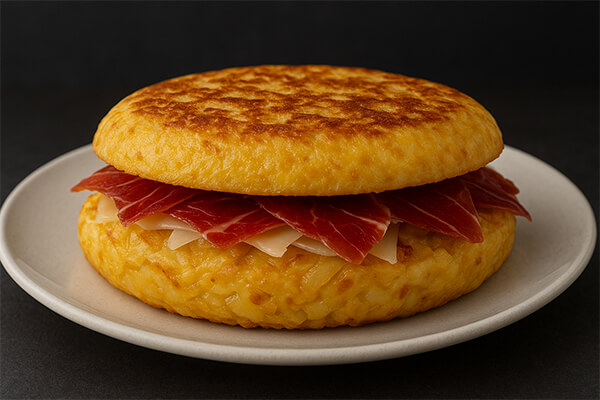 37. Tortilla de jamón ibérico y queso Idiazabal.