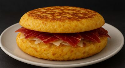 Tortilla de jamón ibérico y queso.