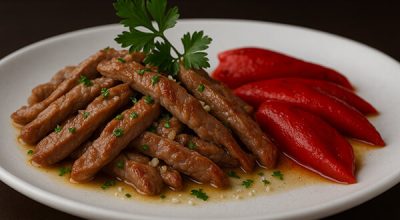 pluma iberica con pimientos